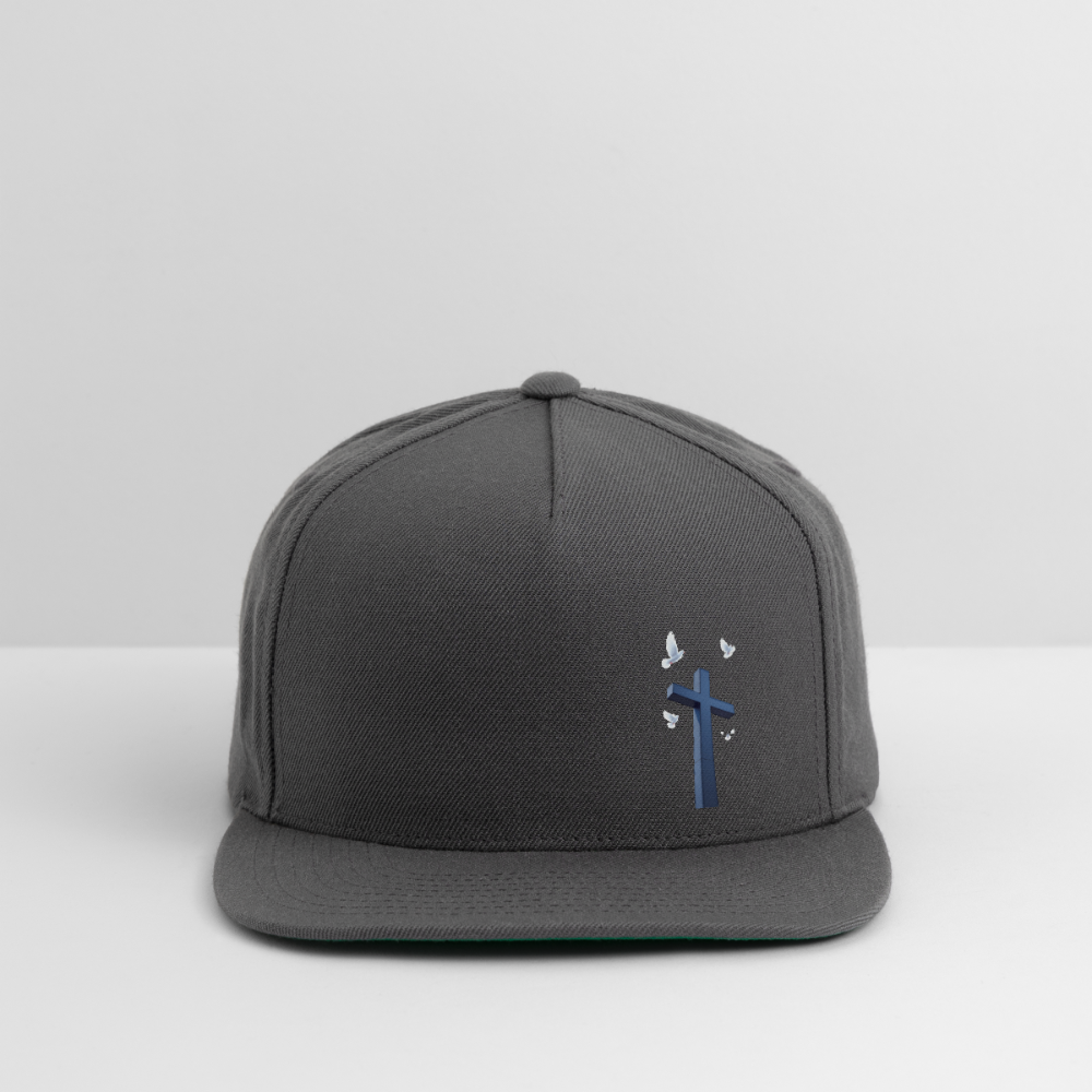 BLACK LATIN CROSS W/ DOVES Snapback Baseball Cap - dark grey