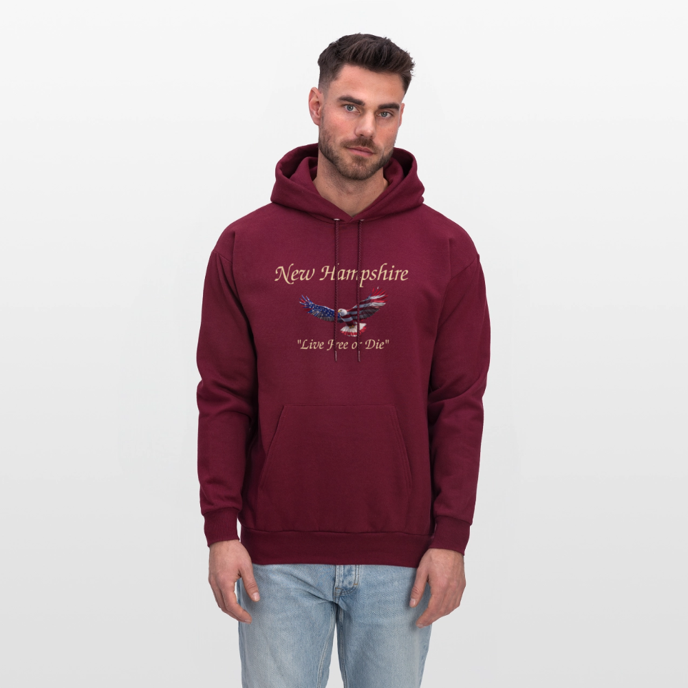 NH Live Free or Die Flying Eagle Men's Hoodie - burgundy
