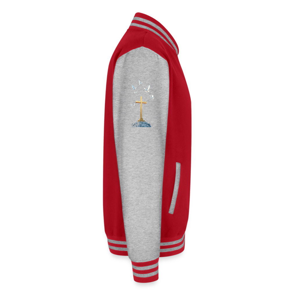 Cross Just Hoods Heavyweight Letterman Jacket - red/heather grey