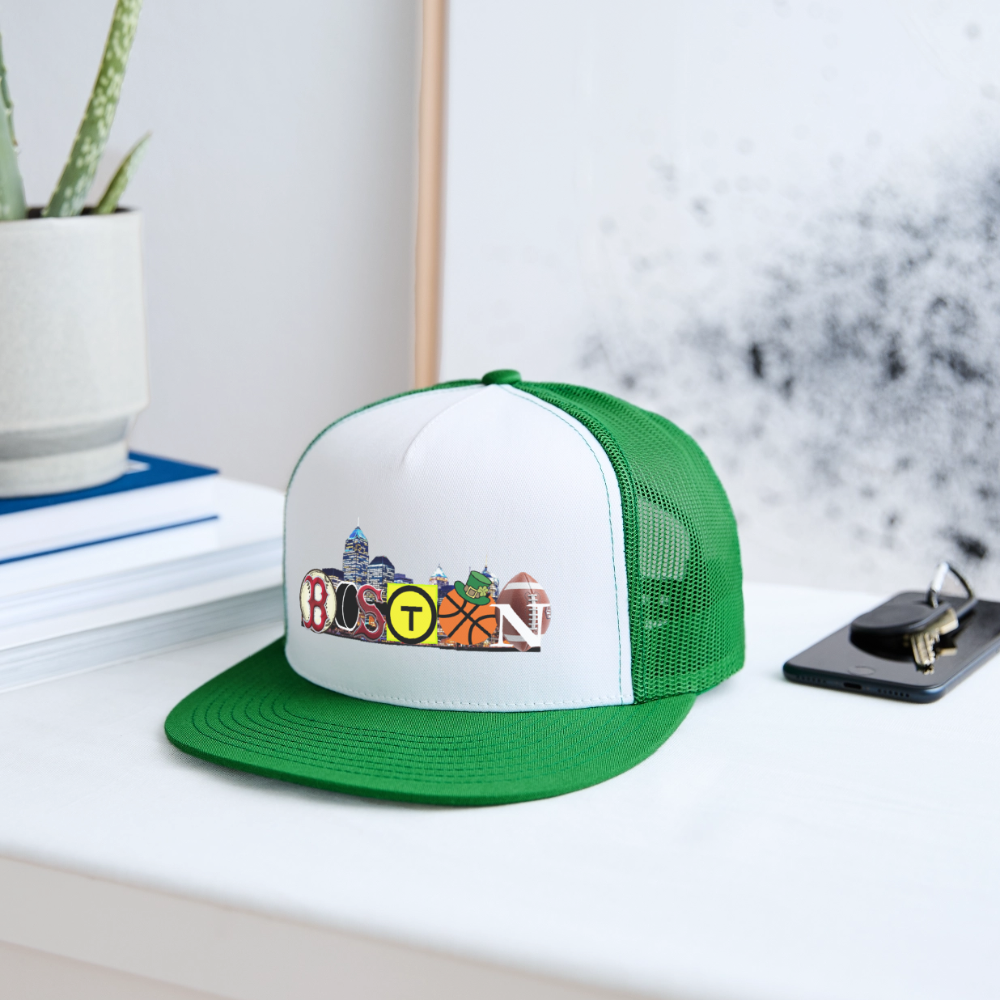 BOSTON SKYLINE Authentic Trucker Hat - white/kelly green