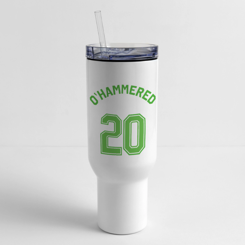 O'HAMMERED 40oz Stainless Steel Travel Mug - white