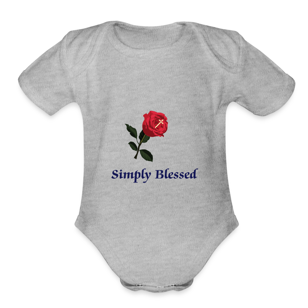 SIE CAPS SIMPLY LESSED Organic Short Sleeve Baby Bodysuit - heather grey