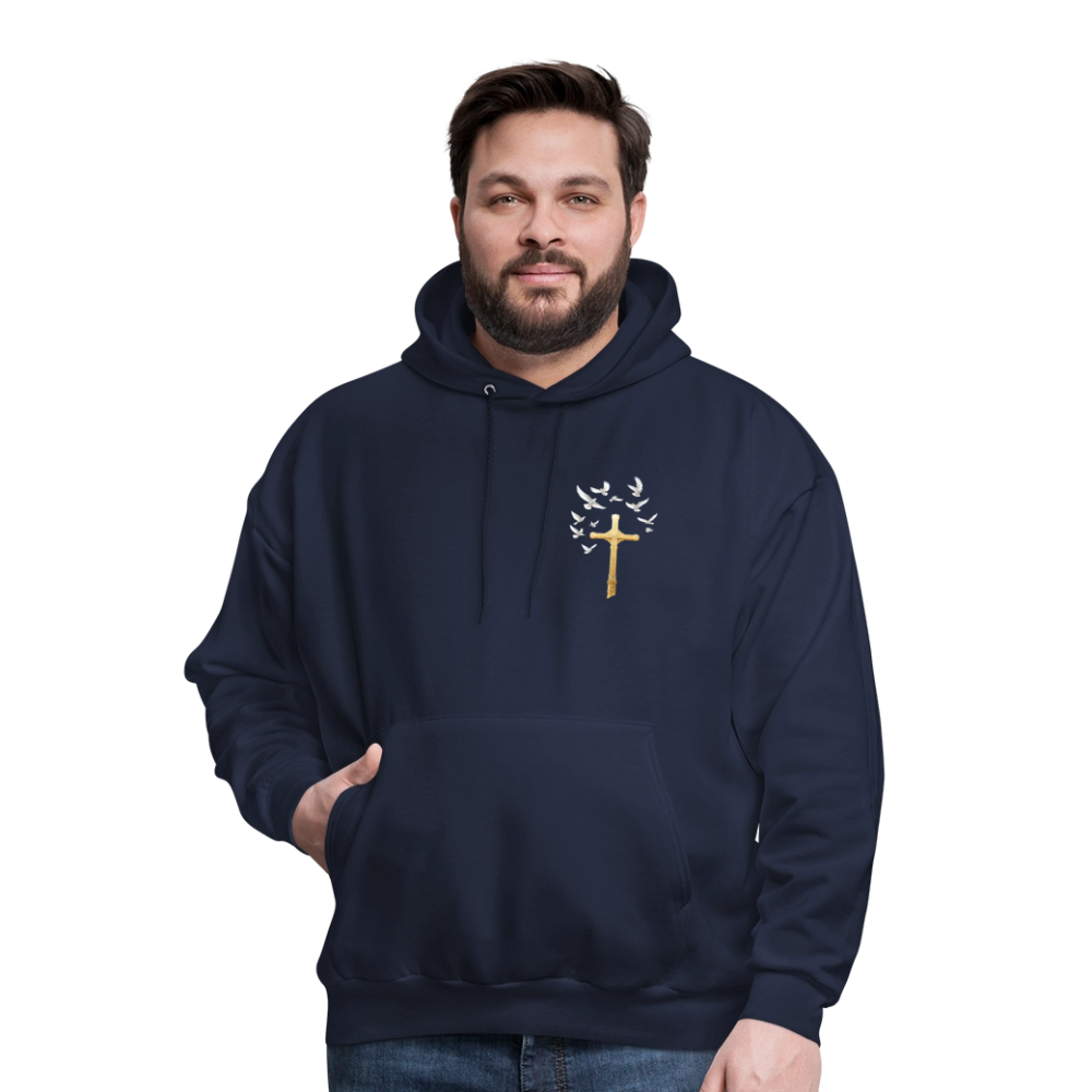 DOVES LATIN with CROSS Men's Hoodie - navy