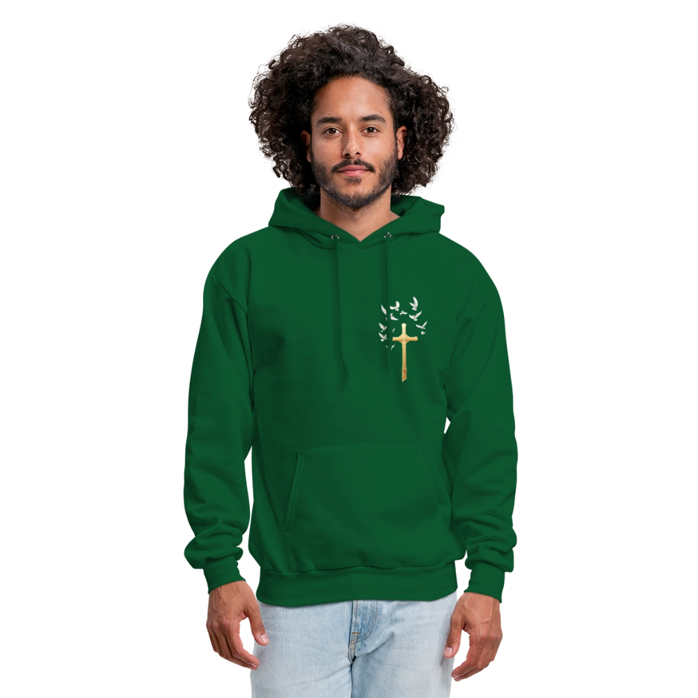 DOVES LATIN with CROSS Men's Hoodie - forest green