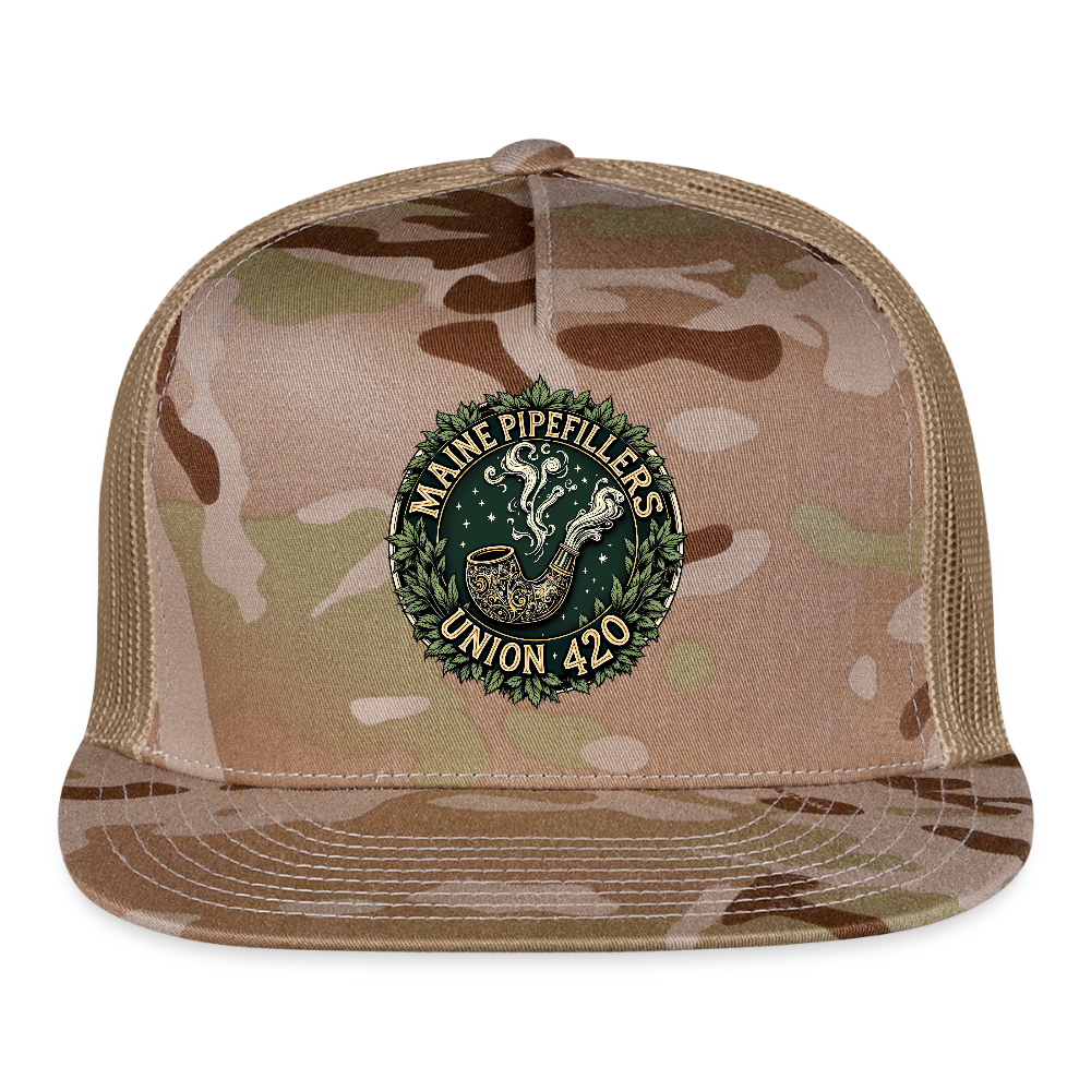 MAINE PIPEFITTERS UNION 420 Camo Snapback Trucker Cap - MultiCam\tan