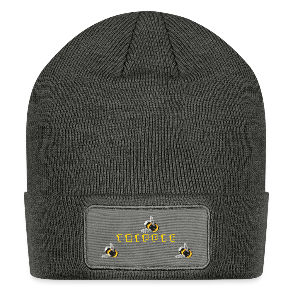 TRIPPLE B'S Patch Beanie - charcoal grey