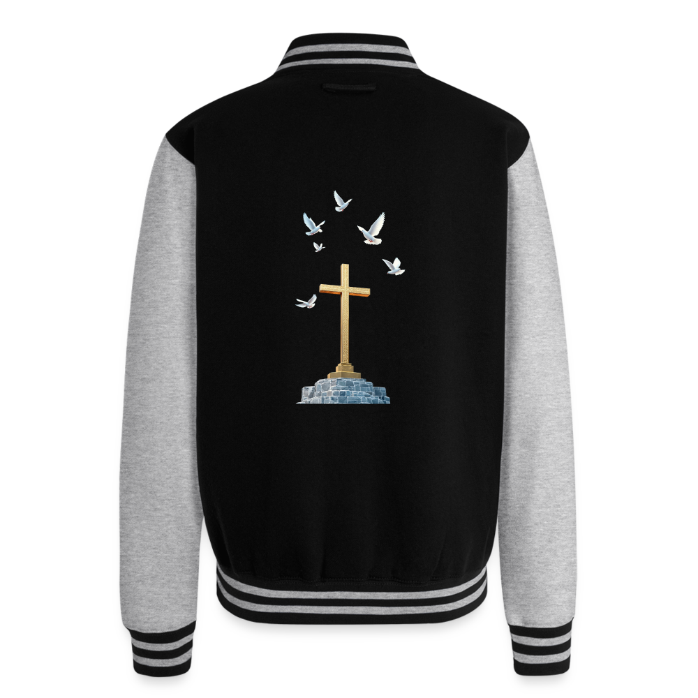 Cross Just Hoods Heavyweight Letterman Jacket - black/heather grey