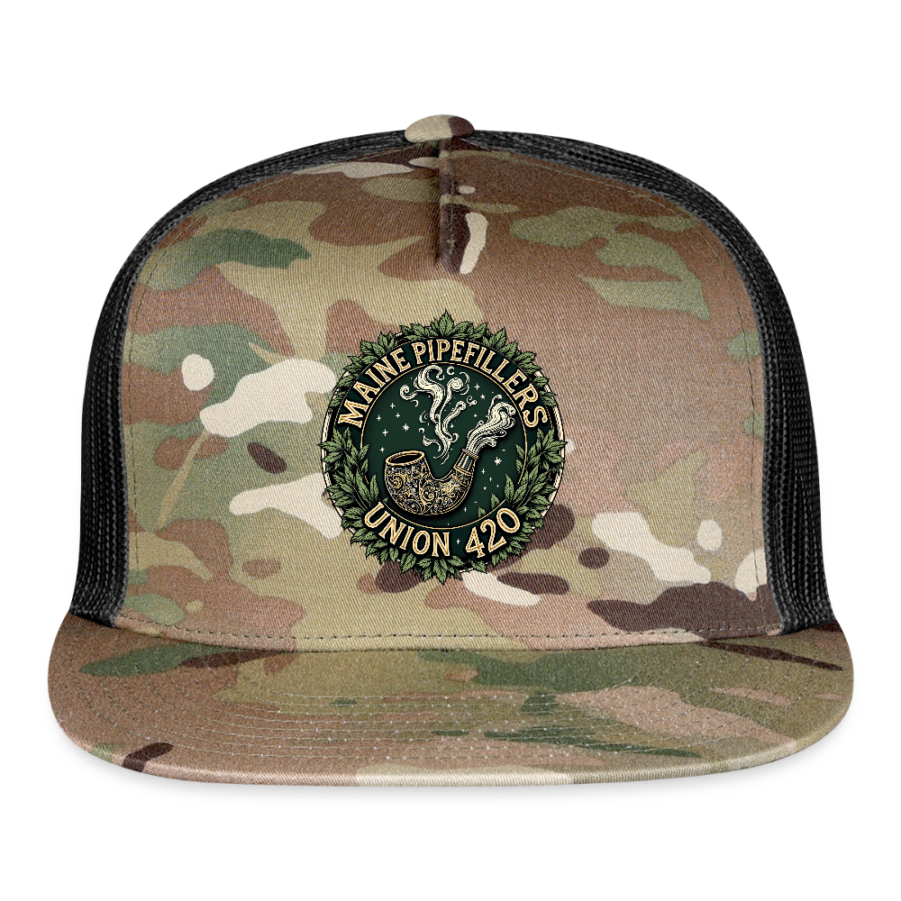 MAINE PIPEFITTERS UNION 420 Camo Snapback Trucker Cap - MultiCam\black