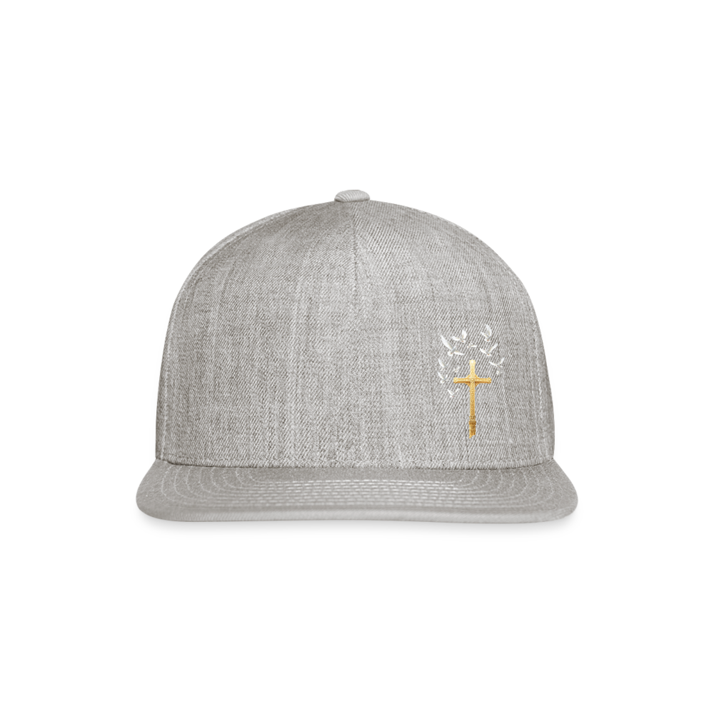 GOLD LATIN CROSS W/ DOVES Snapback Baseball Cap - heather gray
