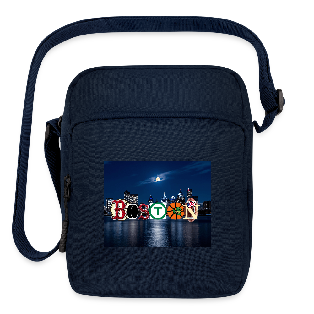 BOSTON SKYLINE PRINT Upright Crossbody Bag - navy