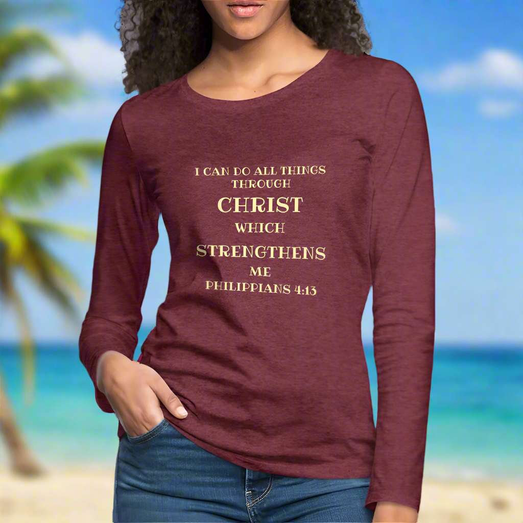 PHILLIPIANS 4:13 Women's Premium Long Sleeve T-Shirt - heather burgundy