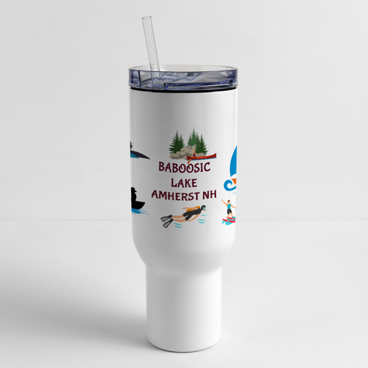 BABOOSIC LAKE 40 oz Stainless Steel Travel Tumbler - white