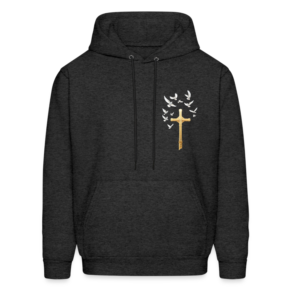 DOVES LATIN with CROSS Men's Hoodie - charcoal grey