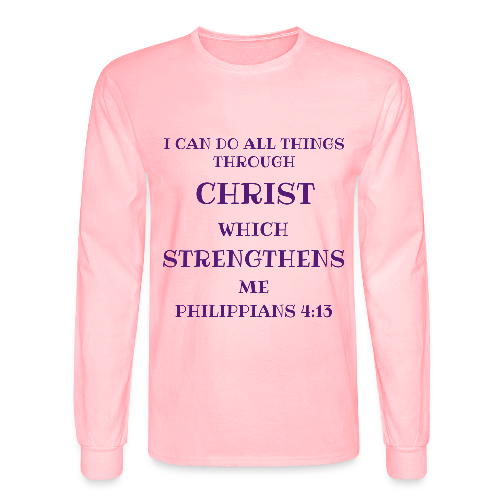 Philippians 4:13 Men's Long Sleeve T-Shirt - pink