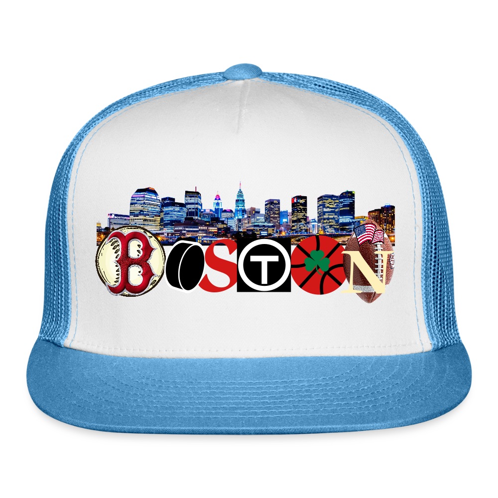 BOSTON SKYLINE Original Camo Snapback Trucker Hat - white/blue
