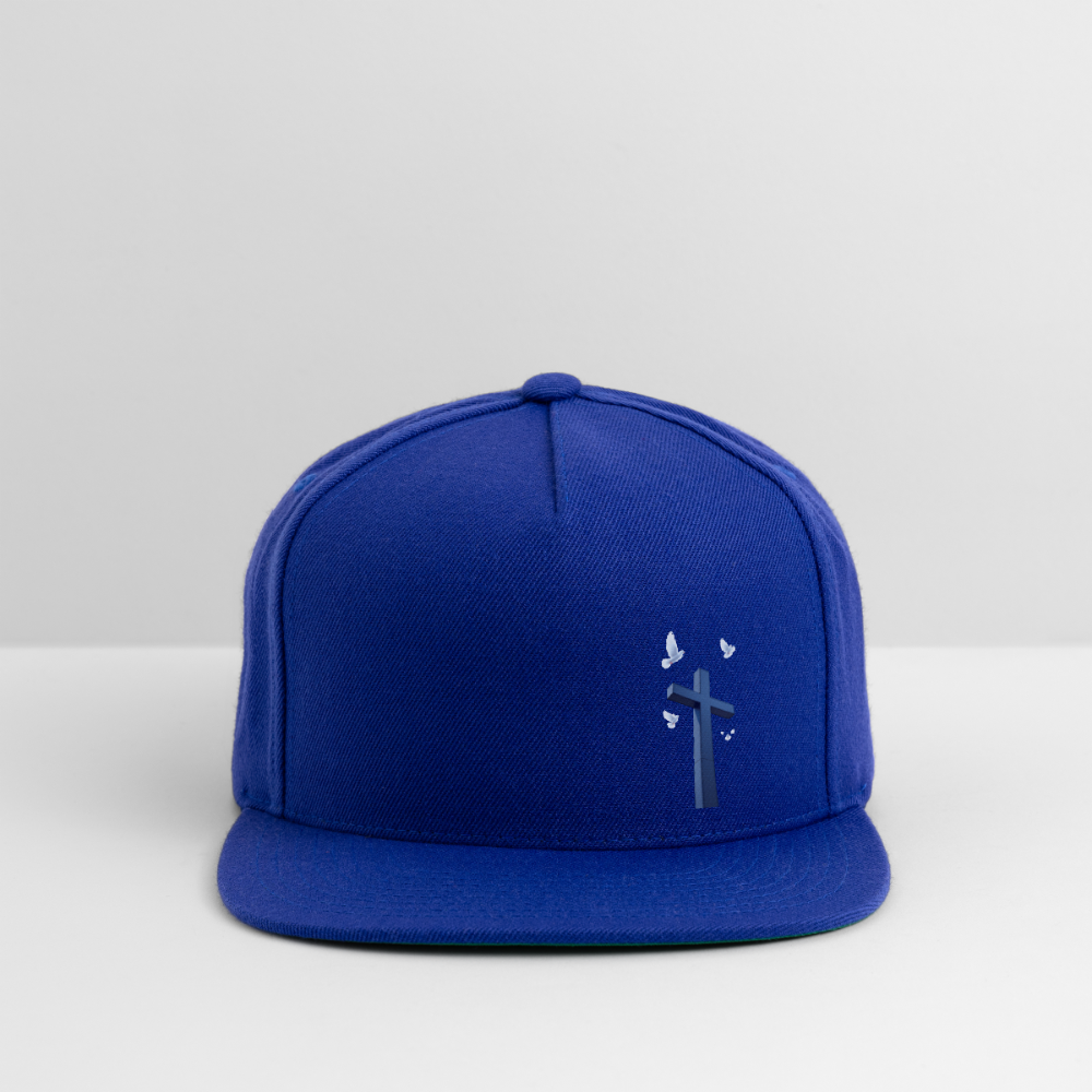 BLACK LATIN CROSS W/ DOVES Snapback Baseball Cap - royal blue