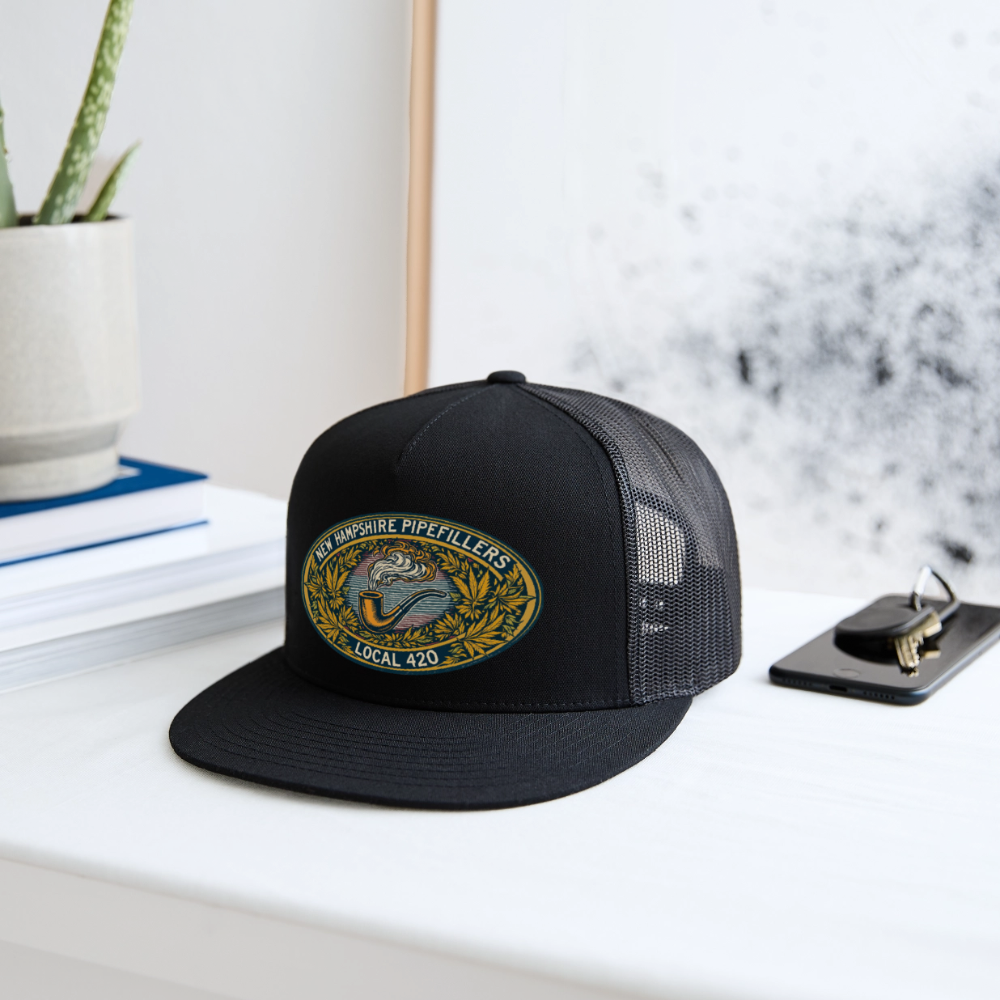 NEW HAMPSHIRE PIPEFILLERS UNION LOCAL 420 Camo Trucker Cap - black/black