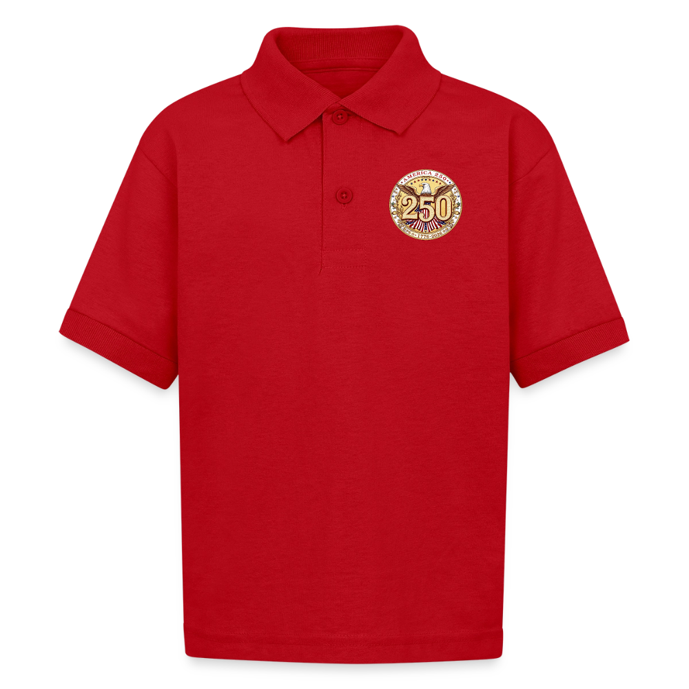 AMERICA 250 Gildan Kid's 50/50 Jersey Polo - red