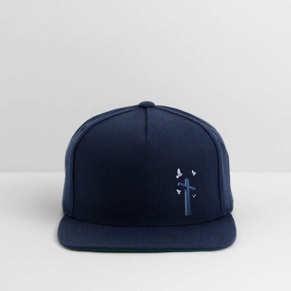 BLACK LATIN CROSS W/ DOVES Snapback Baseball Cap - navy