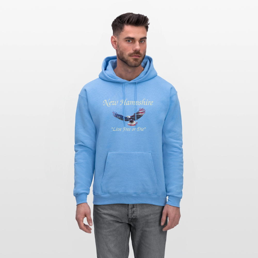 NH Live Free or Die Flying Eagle Men's Hoodie - carolina blue