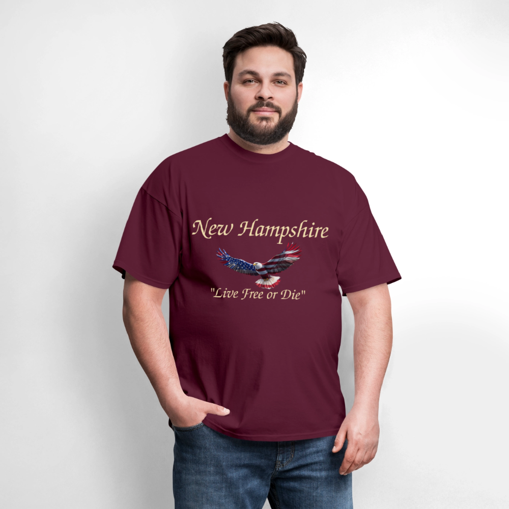 NH Live Free or Die Flying Eagle Unisex Classic T-Shirt - burgundy
