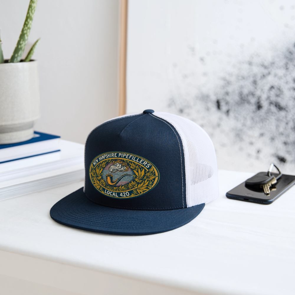 NEW HAMPSHIRE PIPEFILLERS UNION LOCAL 420 Camo Trucker Cap - navy/white