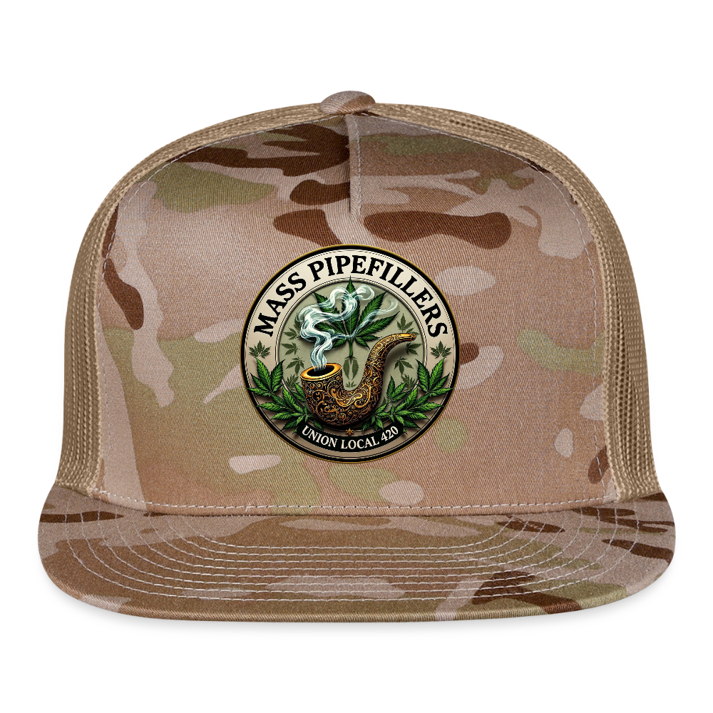 MASS PIPEFILLERS UNION LOCAL 420 Trucker Hat - MultiCam\tan