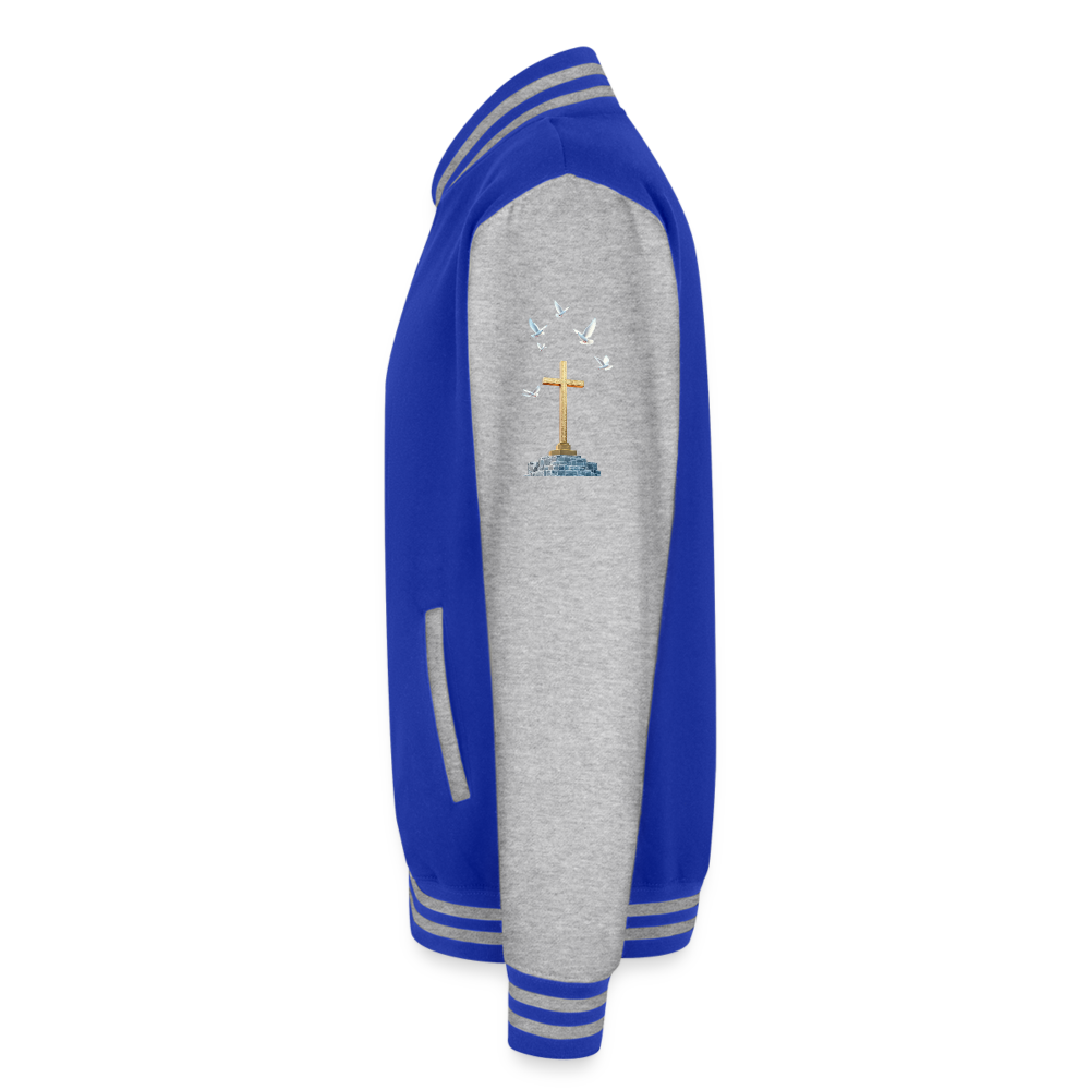 Cross Just Hoods Heavyweight Letterman Jacket - royal/heather grey