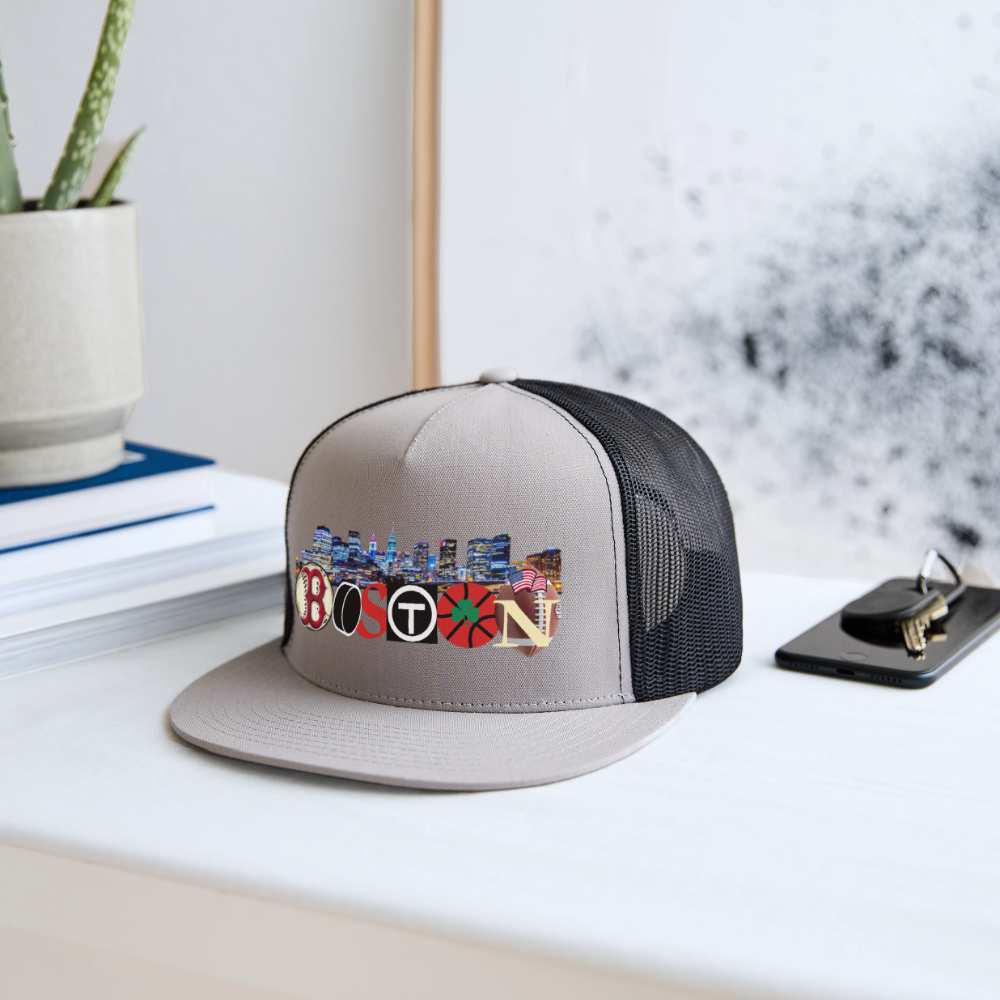 BOSTON SKYLINE Original Camo Snapback Trucker Hat - gray/black