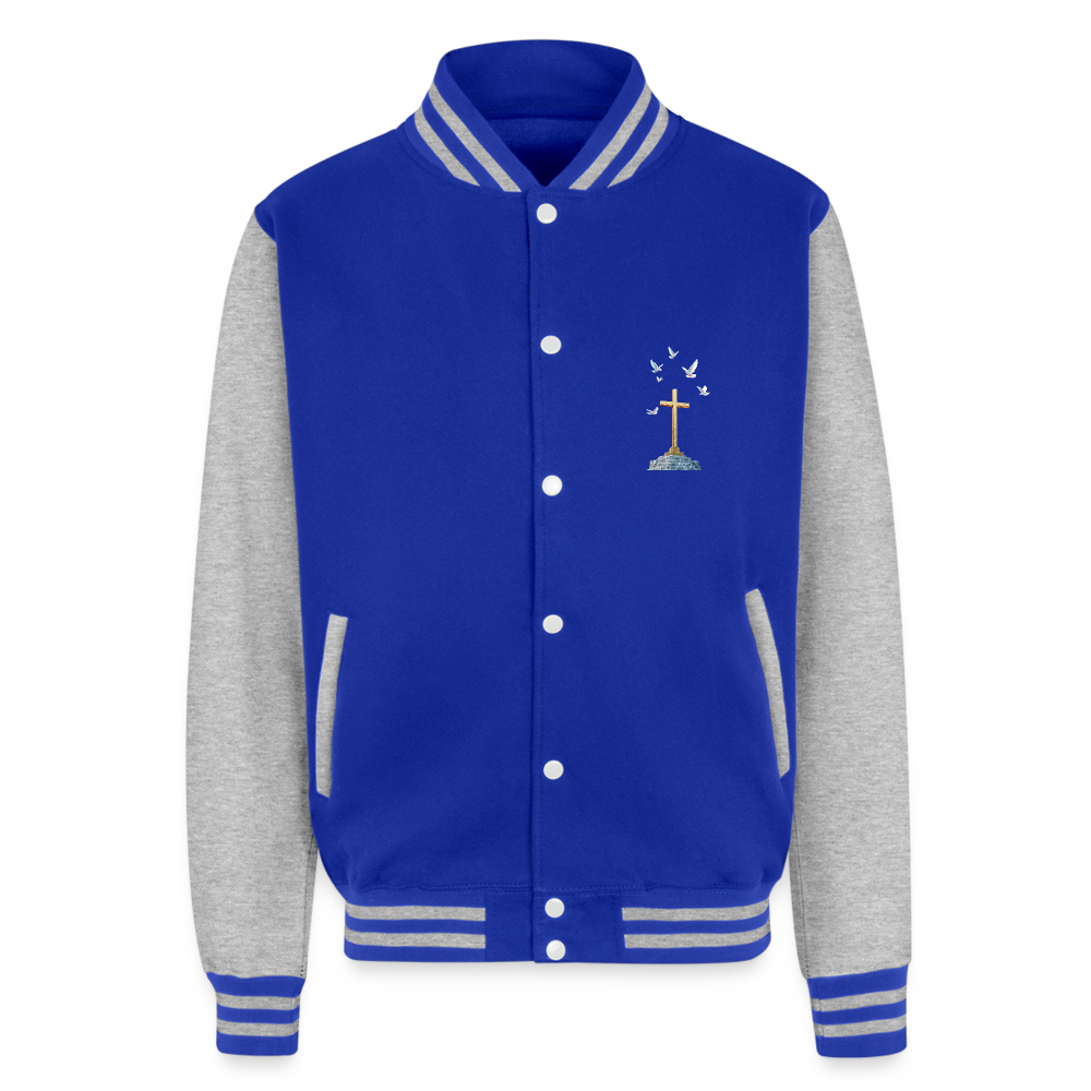Cross Just Hoods Heavyweight Letterman Jacket - royal/heather grey