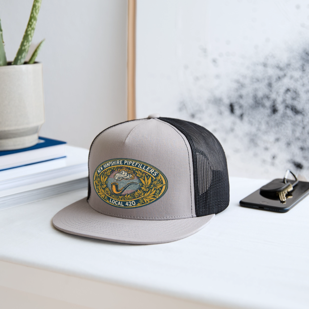 NEW HAMPSHIRE PIPEFILLERS UNION LOCAL 420 Camo Trucker Cap - gray/black