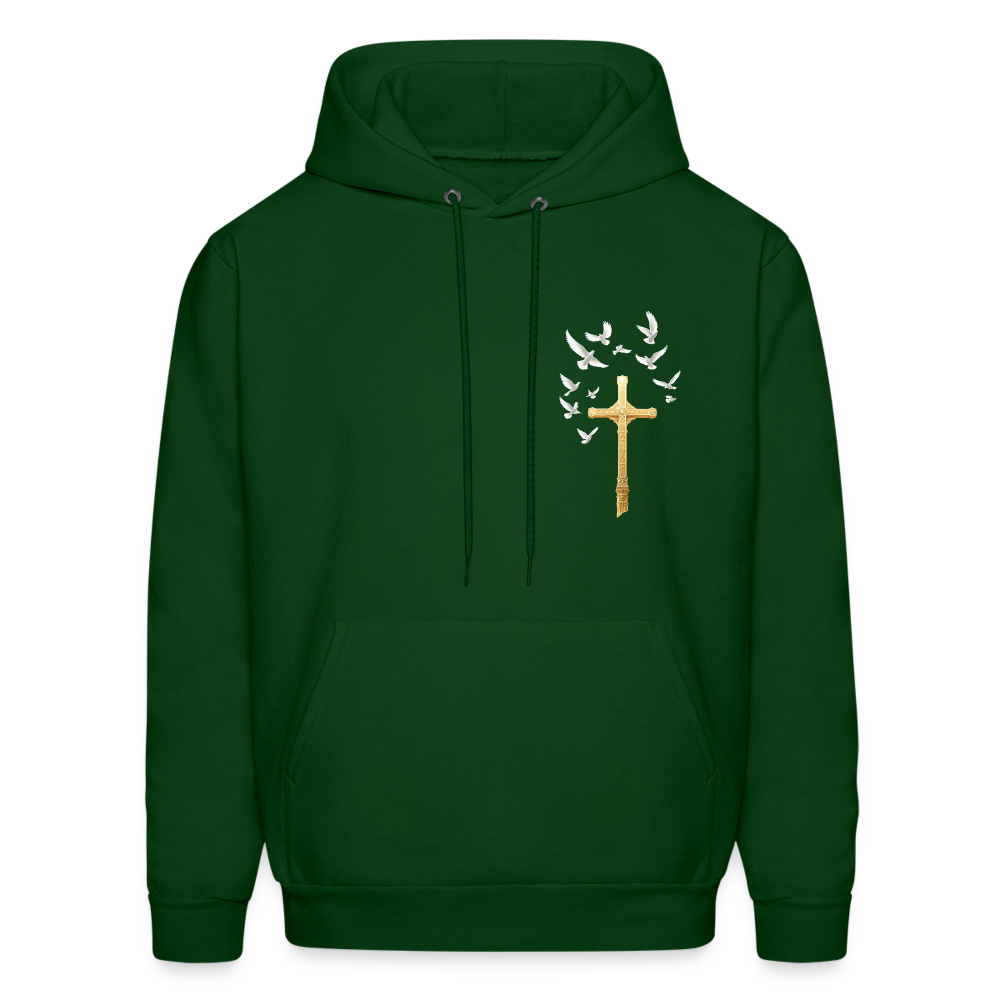 DOVES LATIN with CROSS Men's Hoodie - forest green