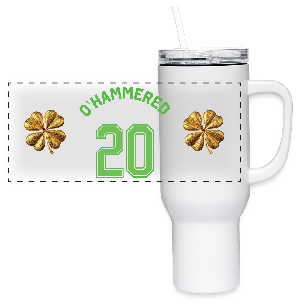 O'HAMMERED 40oz Stainless Steel Travel Mug - white