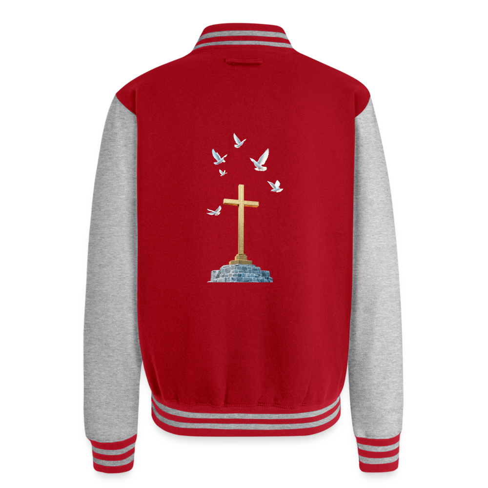 Cross Just Hoods Heavyweight Letterman Jacket - red/heather grey