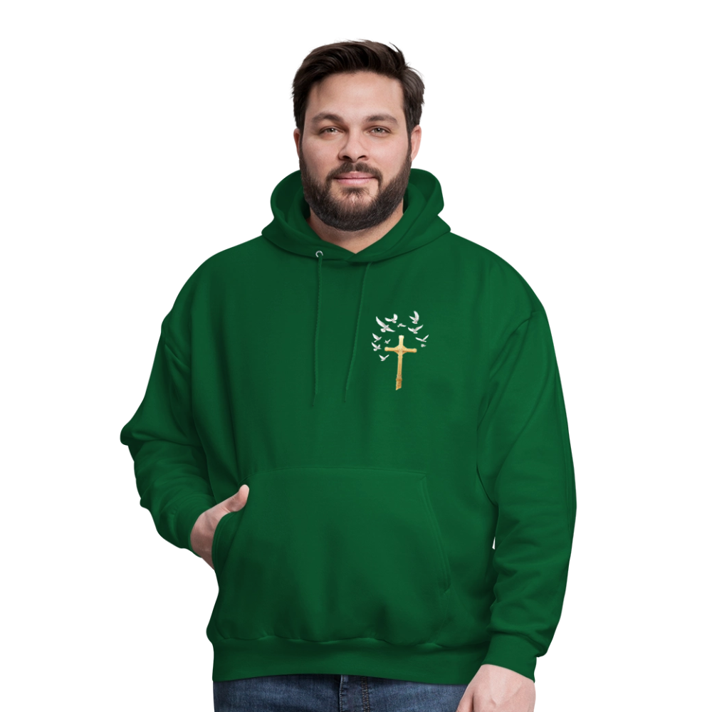 DOVES LATIN with CROSS Men's Hoodie - forest green