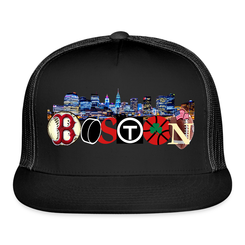 BOSTON SKYLINE Original Camo Snapback Trucker Hat - black/black
