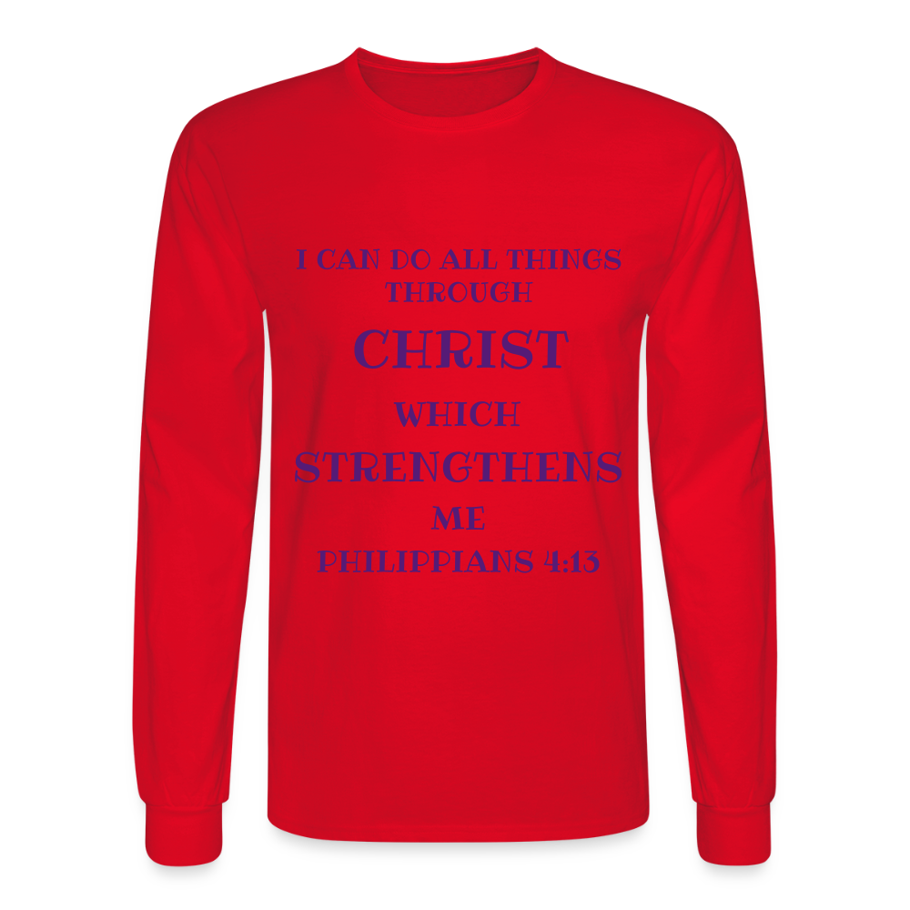 Philippians 4:13 Men's Long Sleeve T-Shirt - red