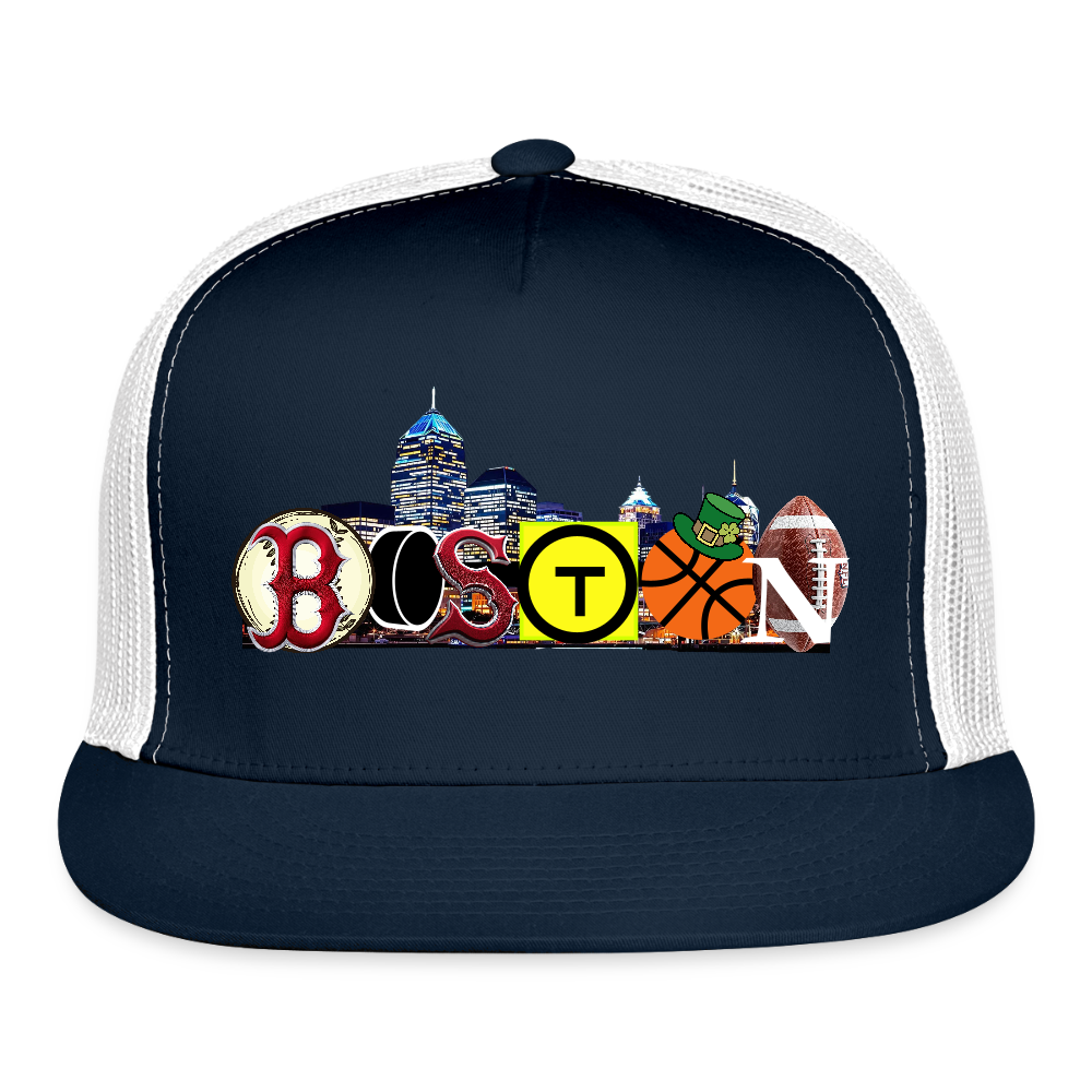 BOSTON SKYLINE Authentic Trucker Hat - navy/white
