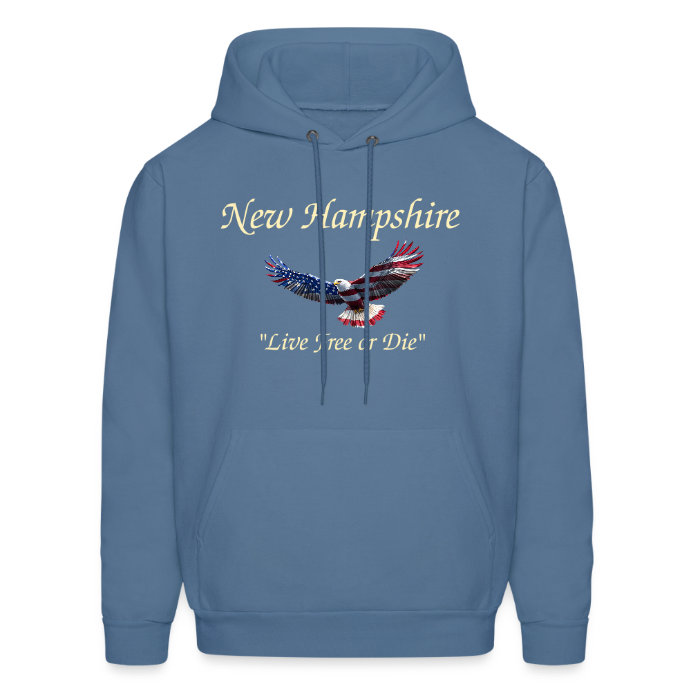 NH Live Free or Die Flying Eagle Men's Hoodie - denim blue