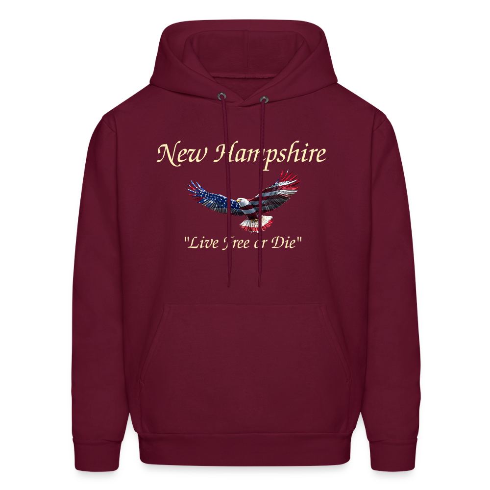 NH Live Free or Die Flying Eagle Men's Hoodie - burgundy