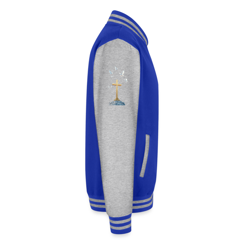 Cross Just Hoods Heavyweight Letterman Jacket - royal/heather grey