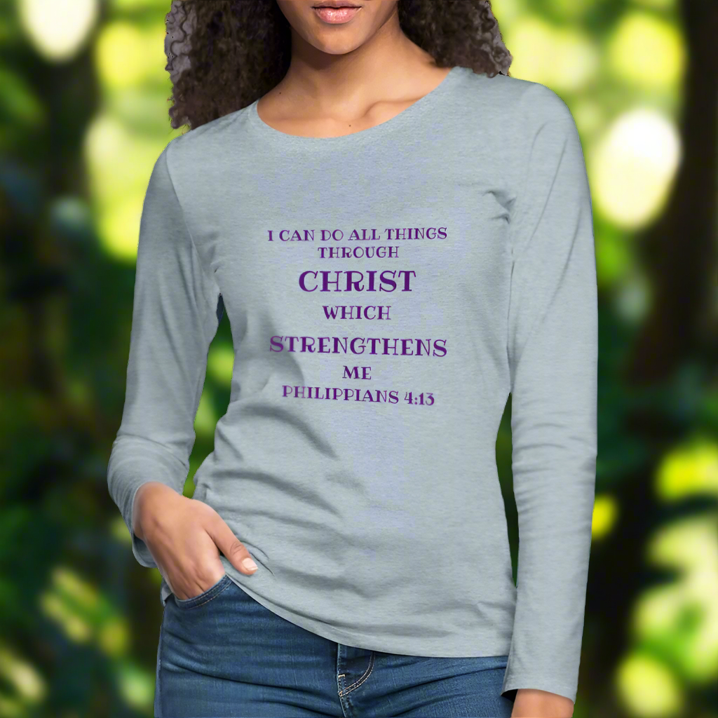 Philippians 413 Women's Premium Long Sleeve T-Shirt - heather ice blue