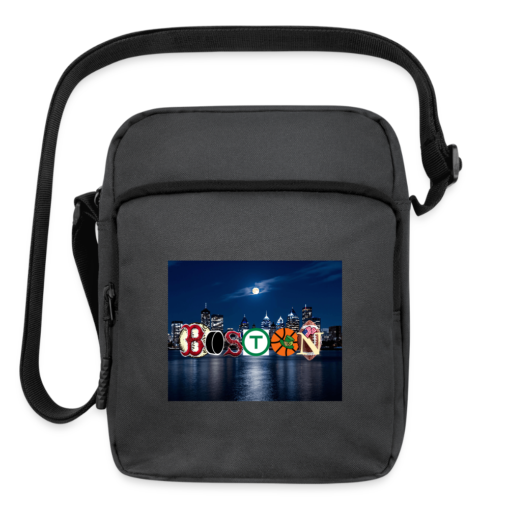 BOSTON SKYLINE PRINT Upright Crossbody Bag - charcoal grey