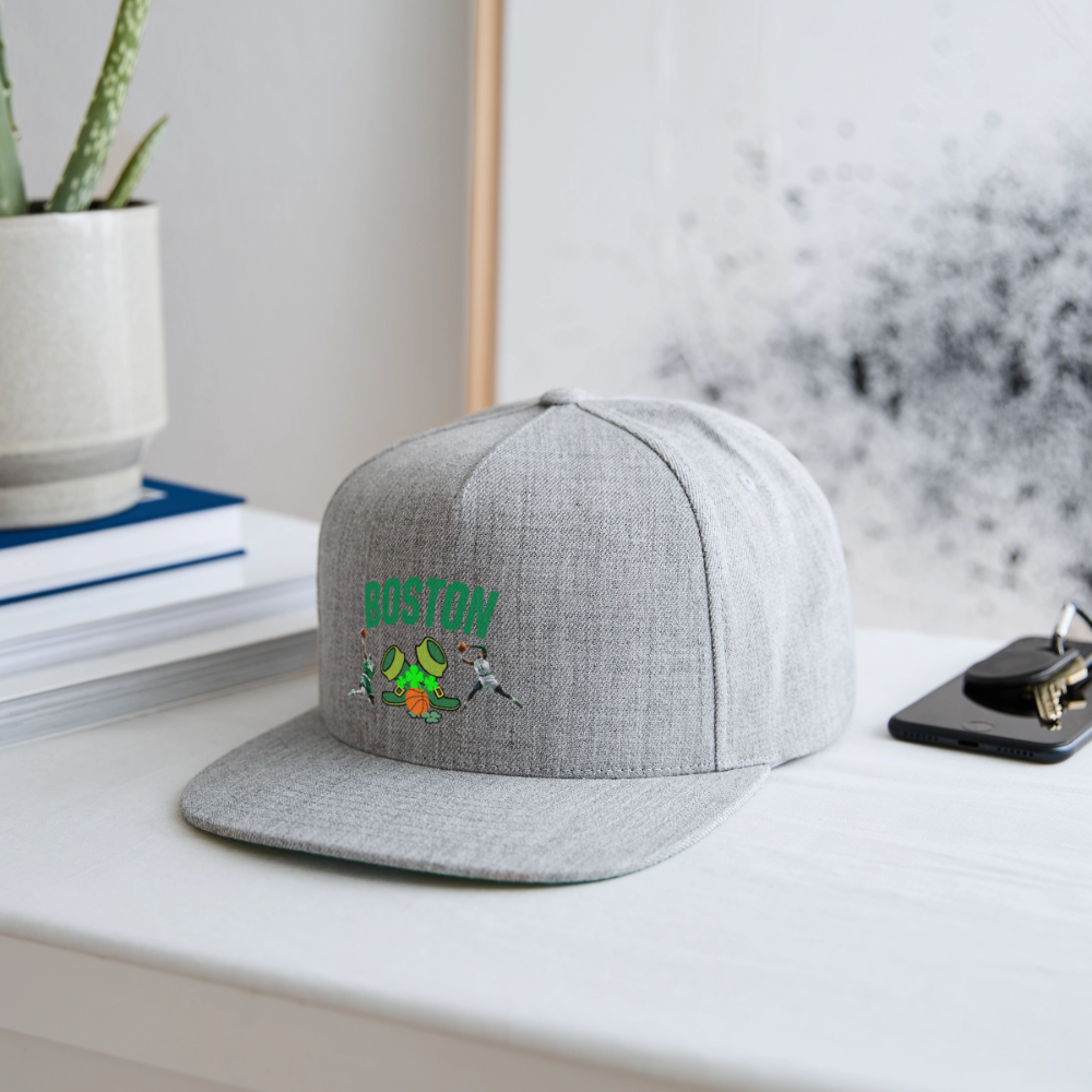 BOSTON B BALL Original Snapback Baseball Cap - heather gray