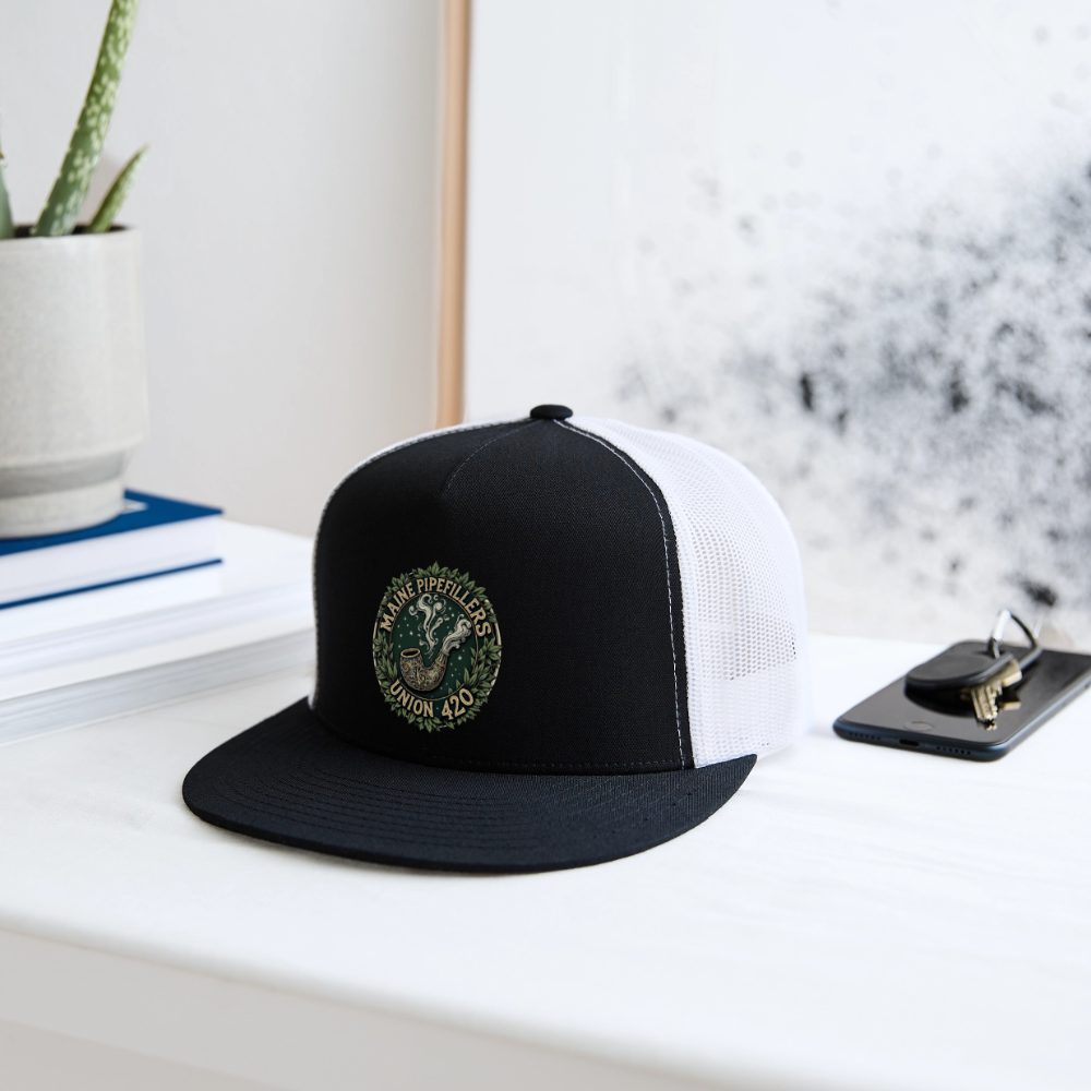 MAINE PIPEFITTERS UNION 420 Camo Snapback Trucker Cap - black/white
