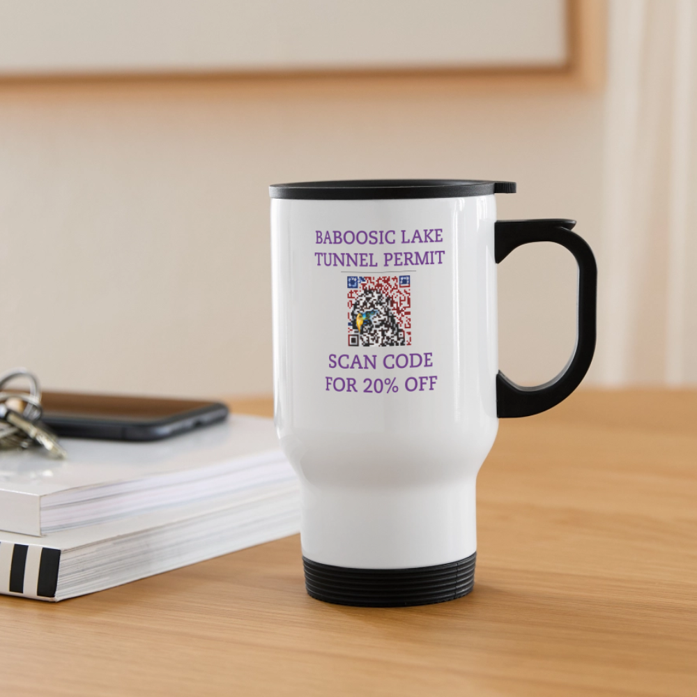 BABOOSIC LAKE TUNNEL PERMIT 20% OFF Travel Mug - white