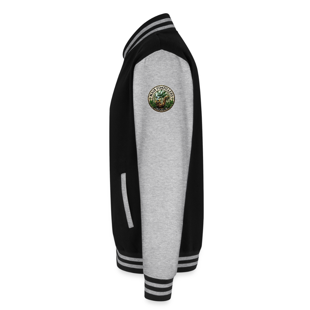 THE ORIGINAL MASS PIPEFILLERS UNION LOCAL 420 Just Hoods Heavyweight Letterman Jacket - black/heather grey