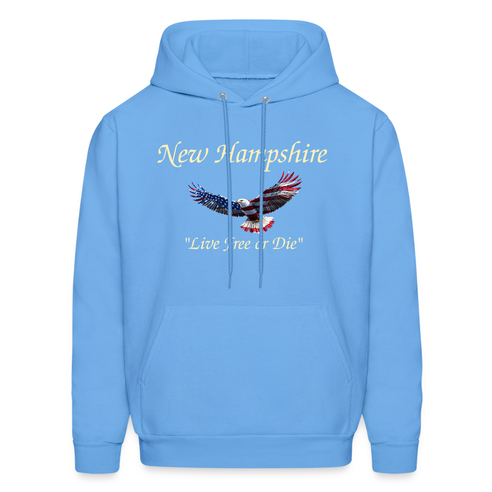NH Live Free or Die Flying Eagle Men's Hoodie - carolina blue