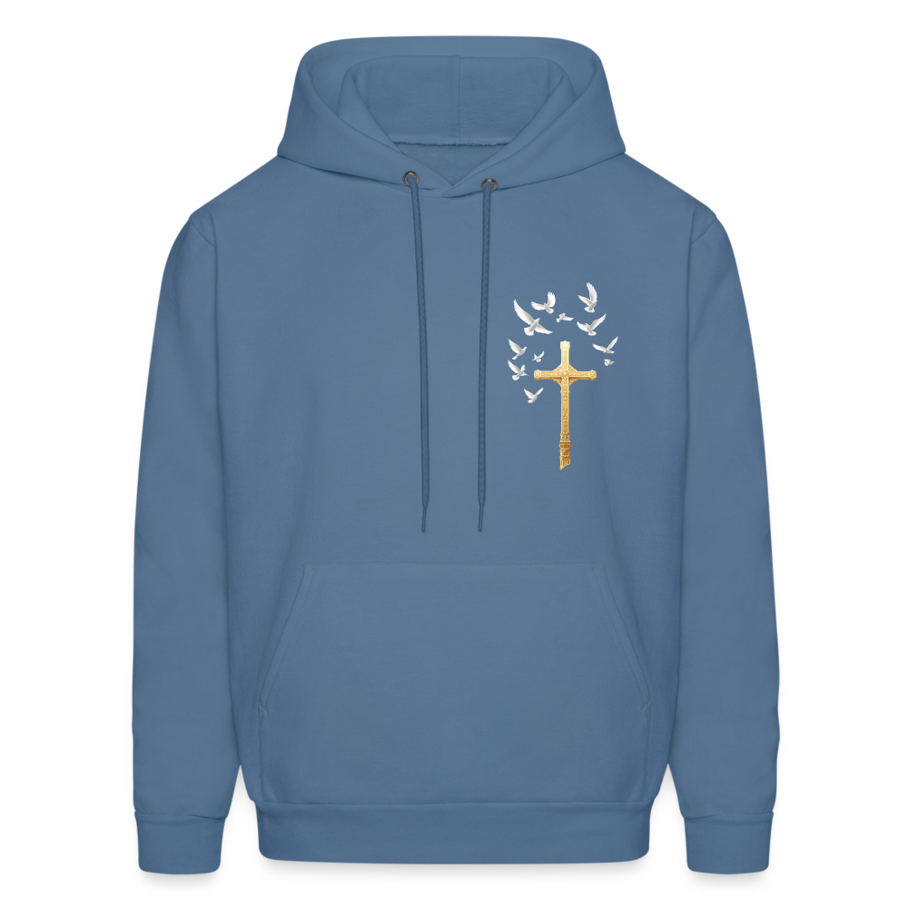 DOVES LATIN with CROSS Men's Hoodie - denim blue