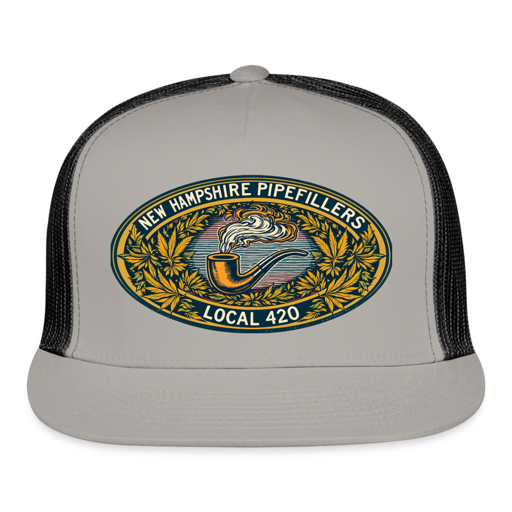 NEW HAMPSHIRE PIPEFILLERS UNION LOCAL 420 Camo Trucker Cap - gray/black